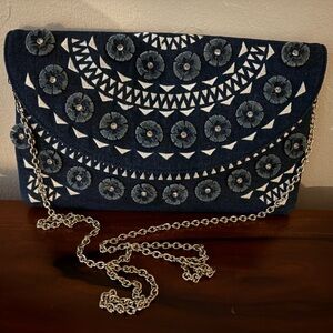 INC International Concepts Navy and White Floral Clutch
